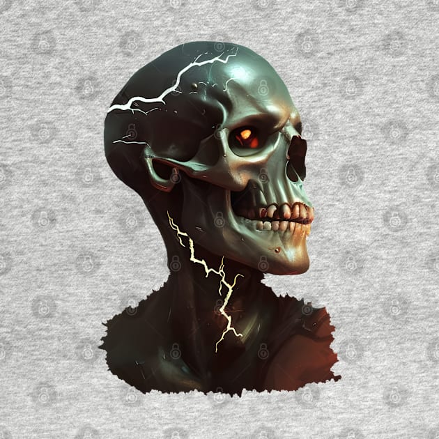 skull lightning skeleton glowing eyes by Redi-Cati